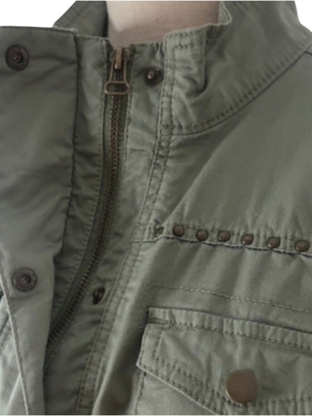 Style & Co Olive Green Utility Jacket Petite Medium - Picture 7 of 9